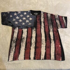 Vintage USA DOM It's About The‎ Art Mens 2XL American Flag T Shirt Graphic Tee